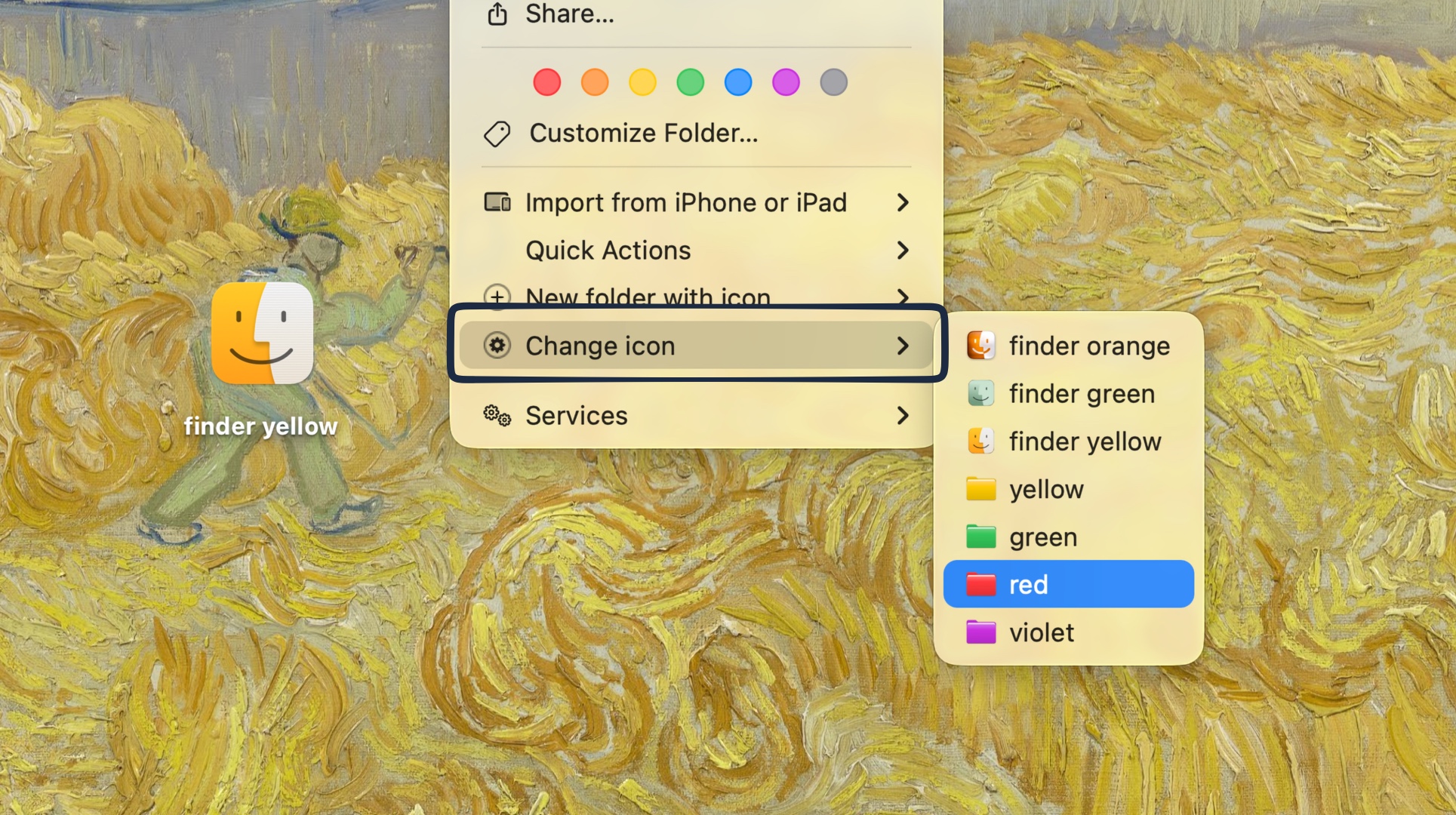 Change existing folder color